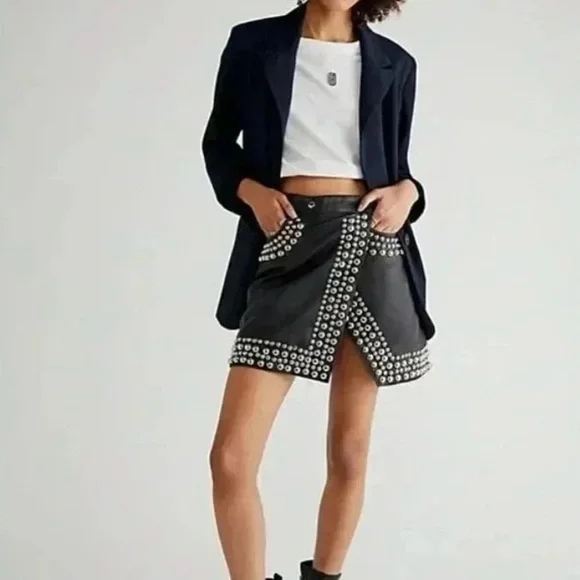 Free People x Understated Leather Wrap Mini Skirt - Picture 4 of 6